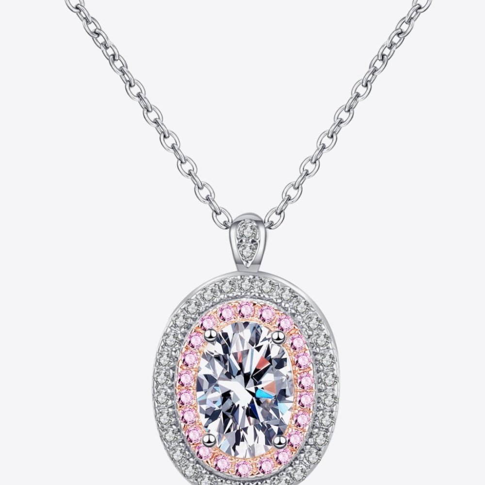 925 Sterling Silver Rhodium-Plated 1 Carat Moissanite Pendant Necklace For Women